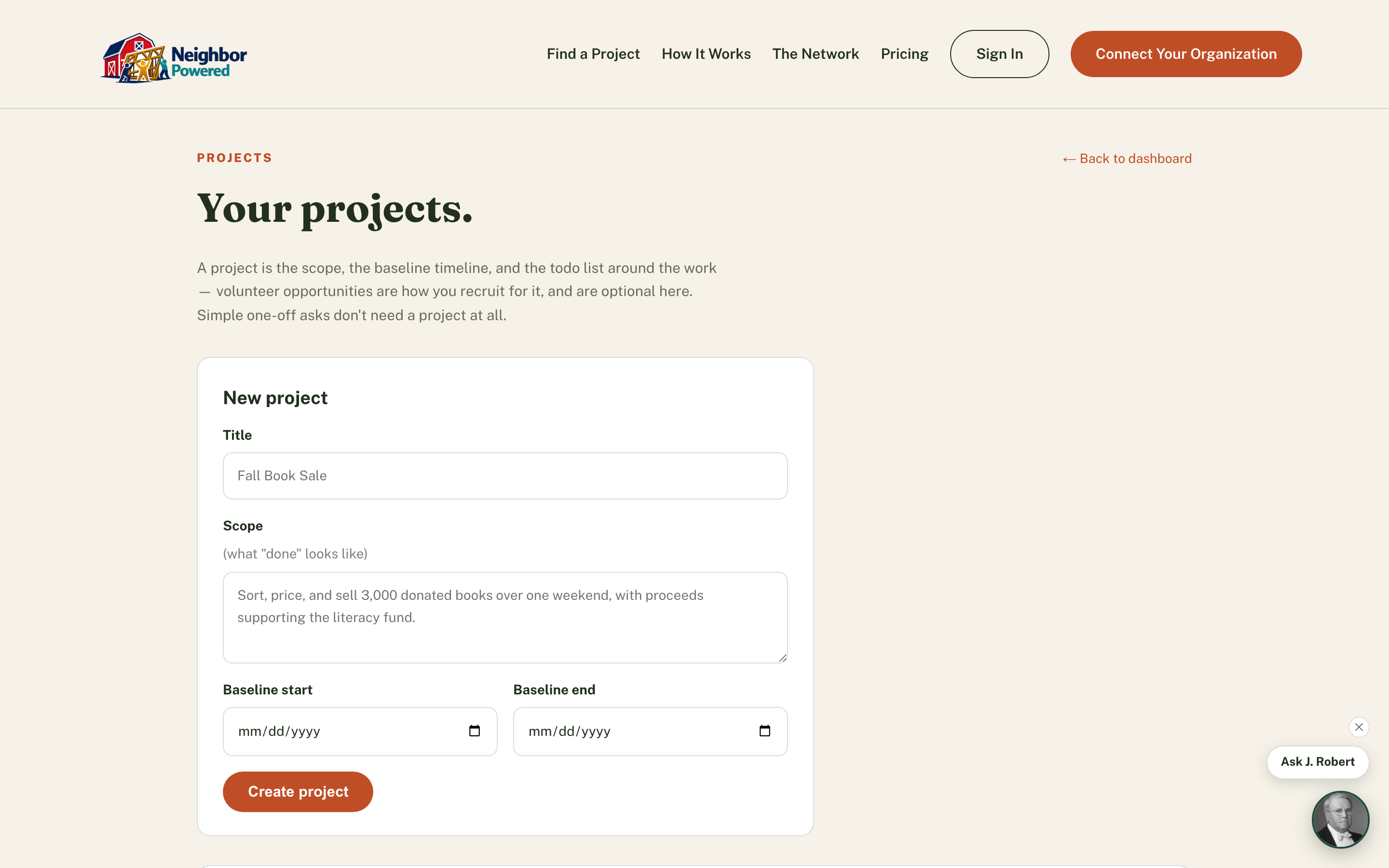 Projects — Scope, Baseline, and Todos